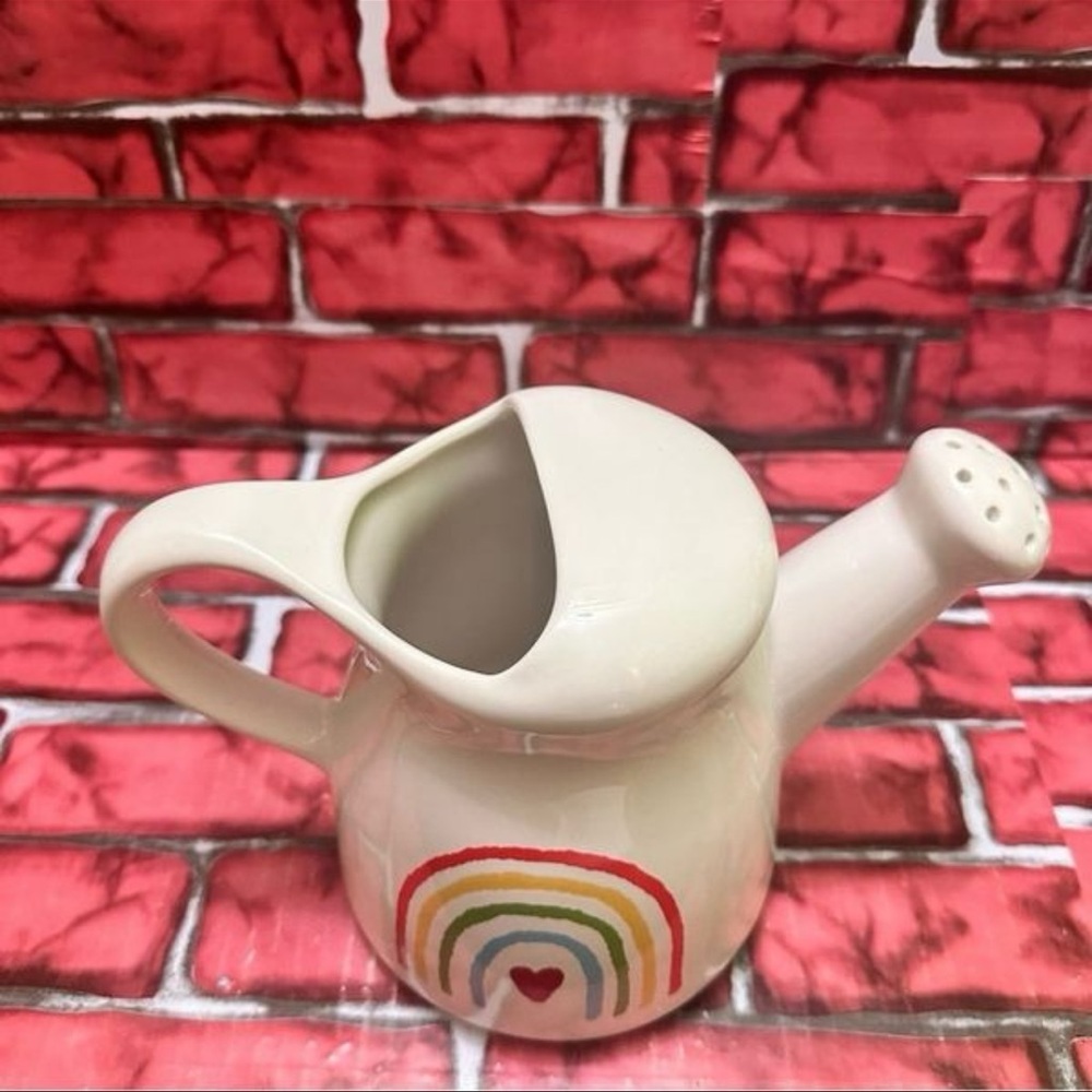 Rae Dunn SUMMER DOWNPOUR cream ceramic watering can - Picture 7 of 9